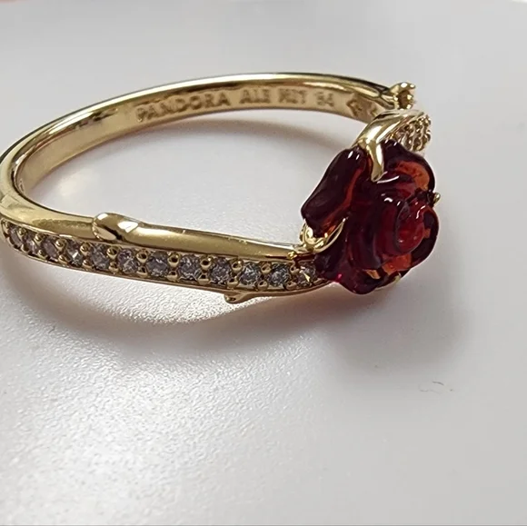 Pandora Disney Beauty and the Beast Enchanted Rose Ring Size 54 - Picture 3 of 6